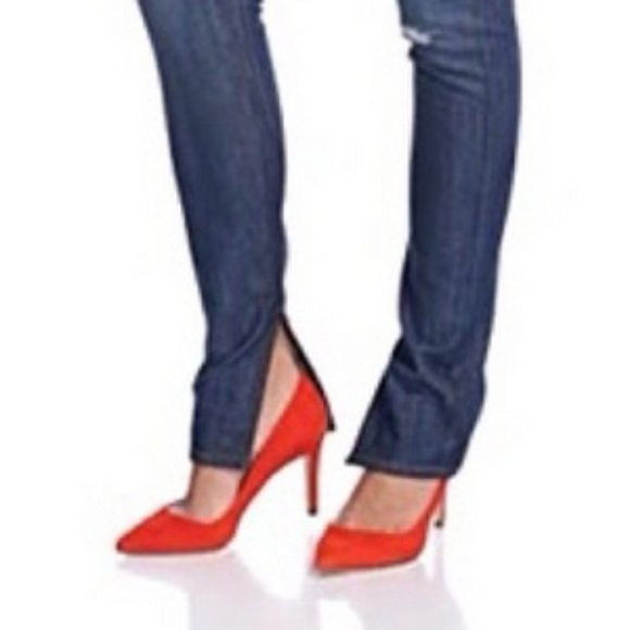 NEW ~A.N.D.  A New Denim Slouchy Ciggie W/ Slit Distressed Skinny JEANS Size 25 - Picture 2 of 9